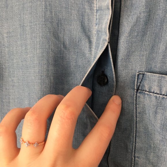 Target Lyocell Blue Button Down Tank with Ruffles - Picture 5 of 8